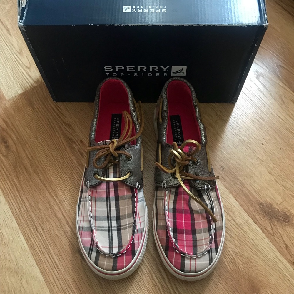 New Girls Sperry Boat Shoes Plaid Size 5.5